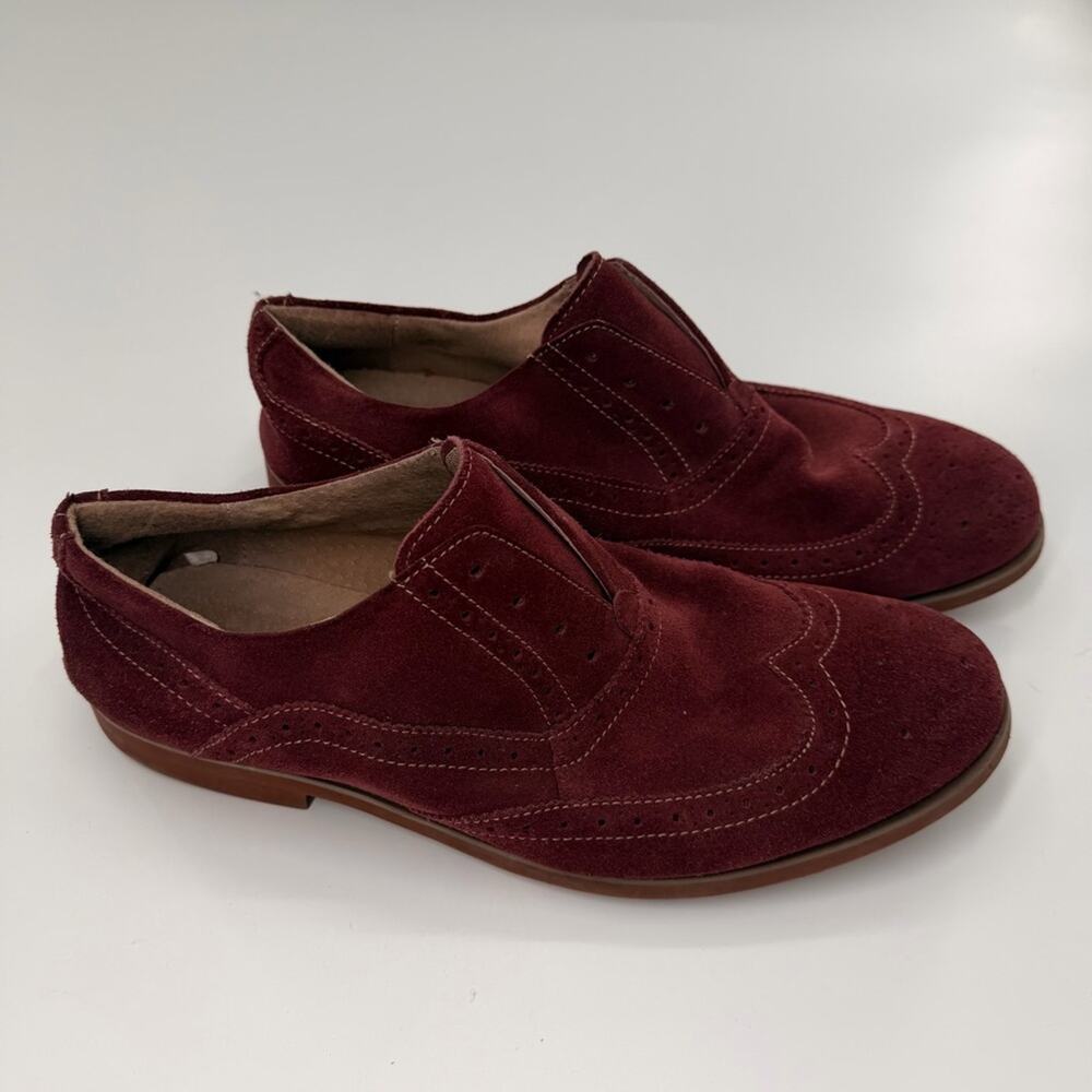 Florsheim Suede Wing Tip Oxford Shoes Mens Burgundy Red Dress Fancy Wedding 11.5